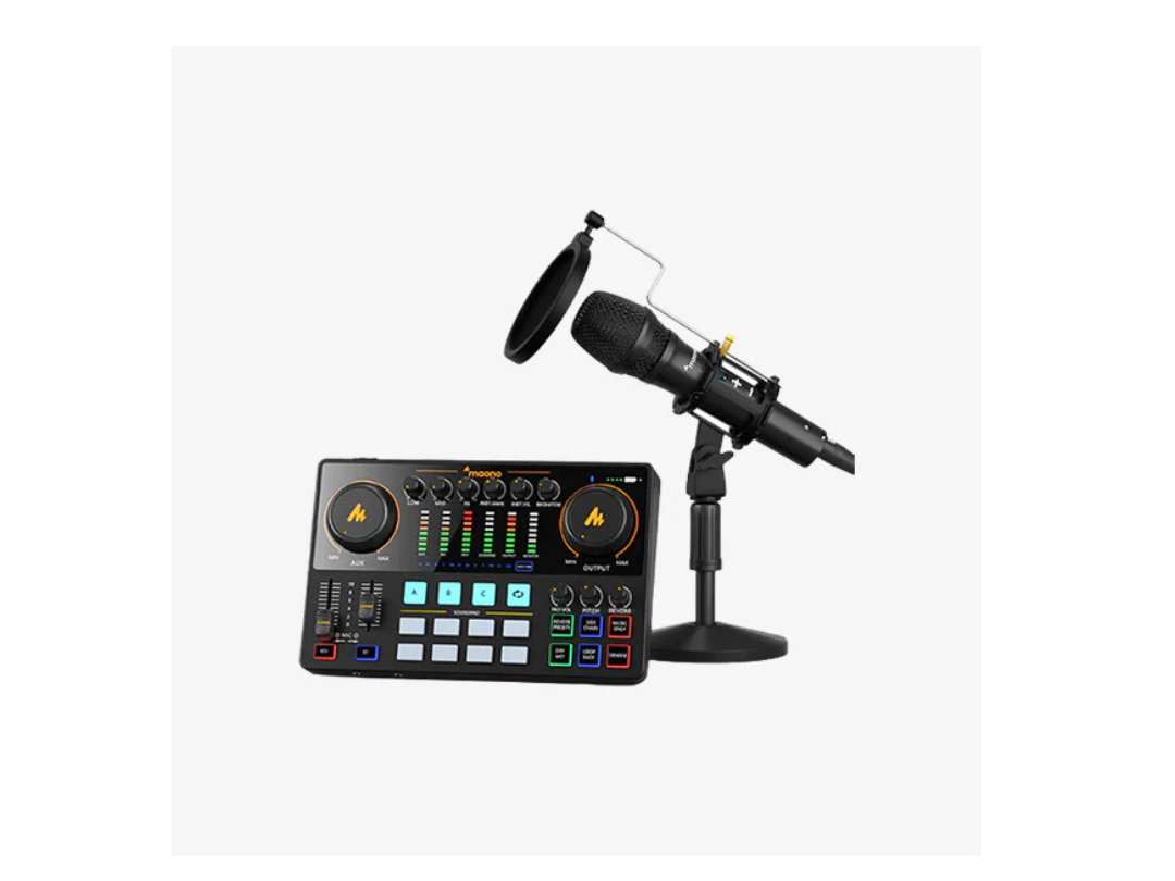 Maonocaster AME2A All-In-One Podcast Equipment Audio Interface Bundle with XLR Condenser Microphone for Recording, Streaming, Voice Over, Youtube, PC, Guitar - Black Maonocaster AME2A All-In-One Podcast Equipment Audio Interface Bundle with XLR Condenser Microphone for Recording, Streaming, Voice Over, Youtube, PC, Guitar - Black